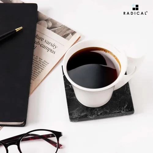 Miniatura 2 de Radicaln Juego de 6 posavasos de mármol negro hechos a mano de 3.5 pulgadas para bebidas, juego de posavasos ideal para decoración de mesa del hogar