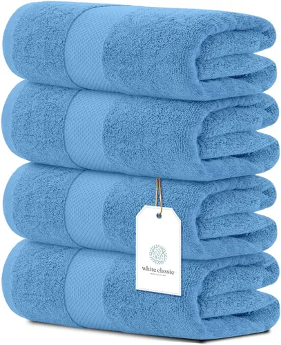 Miniatura 9 de White Classic - Juego de toallas de baño de lujo, grandes, 4 piezas - 700 GSM de algodón turco ultra suave, 27 x 54 pulgadas Toallas de baño