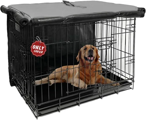 Miniatura 8 de Funda para jaula de perro de 48 pulgadas, funda grande para jaulas con 1, 2, 3 puertas, tela Oxford 600D impermeable para interiores y exteriores