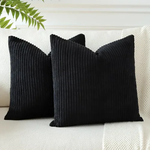 Miniatura 16 de OTOSTAR Paquete de 2 fundas de almohada decorativas de pana suave a rayas, cuadradas, decoración del hogar, fundas de almohada para sofá, cama, sala
