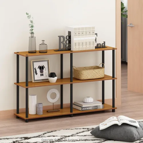 Miniatura 2 de Furinno TURN-N-TUBE Estantes de almacenamiento, estante de libros de 3 niveles de 47.4 pulgadas de ancho, estante esquinero, estantes abiertos sin