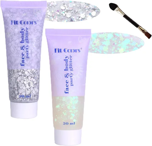 Miniatura 51 de Gel con purpurina para el cuerpo y la cara: Accesorios para conciertos de cantantes, disco, festival, rave, maquillaje con purpurina facial, 150 ml