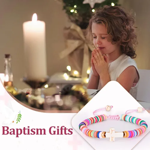 Miniatura 3 de NatuBeau Regalos de primera comunión, pulsera de cruz con tarjeta de regalo, regalos de santa comunión, regalos de bautismo, regalos de confirmación