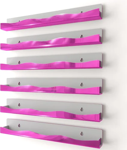 Miniatura 10 de YMVV Estante de esmalte de uñas de 15 pulgadas, estante montado en la pared, paquete de 6 organizadores de acrílico iridiscente arcoíris