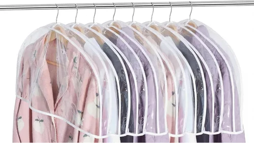 Miniatura 18 de Patelai 8 fundas de hombro para colgar ropa de 24 x 12 pulgadas, fundas de plástico transpirables para colgar ropa, protectores contra el polvo