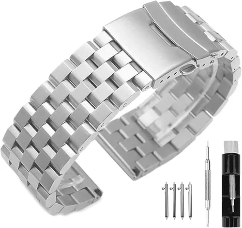 Miniatura 14 de Correas de reloj de metal cepillado para hombres y mujeres, correa de reloj de acero inoxidable sólido 18/20/22/24/26mm, correa de reloj de pulsera