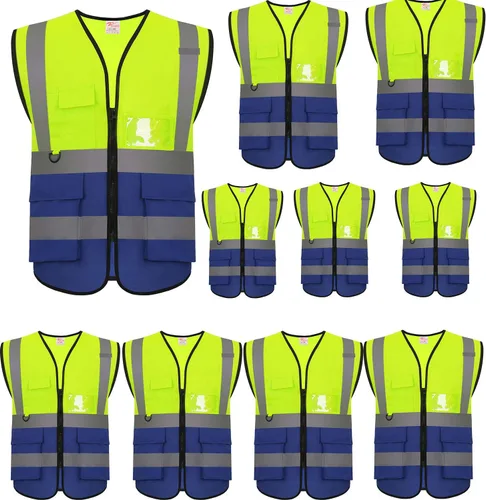 Miniatura 5 de zojo Chalecos de seguridad de alta visibilidad con bolsillos, para trabajos al aire libre, ciclismo, correr, caminar, deportes, se adapta a hombres