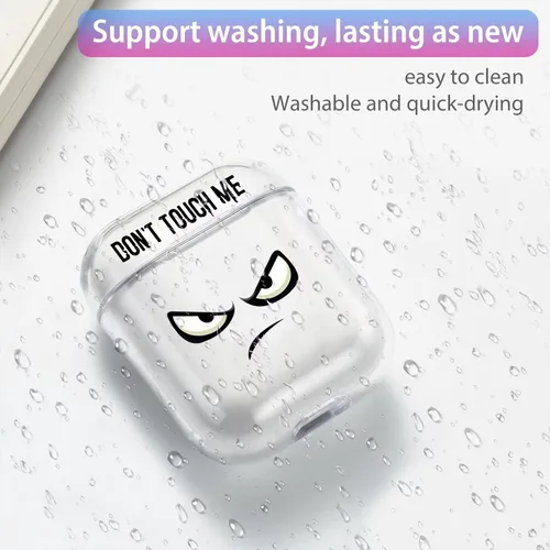 Miniatura 4 de Funda transparente para AirPod Pro 2019, Don't Touch My PODS, funda negra con llavero de ojos grandes, linda caricatura para AirPods Pro, funda