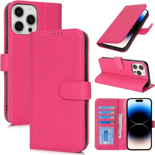 Miniatura 69 de Zouzt Funda para iPhone 11 de 6.1 pulgadas de piel auténtica con 4 ranuras para tarjetas, tarjetero con bloqueo RFID, tapa magnética, función atril