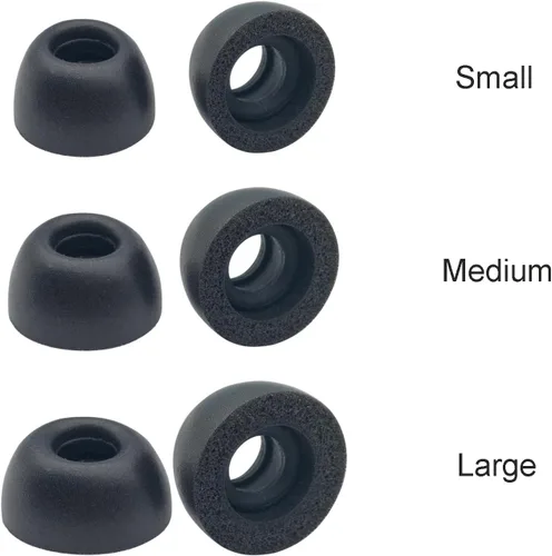 Miniatura 4 de Klowcok Auriculares de espuma de repuesto para auriculares inalámbricos Marshall Motif II A.N.C, Motif ANC, ajuste cómodo (3 pares, S/M/L, negro)
