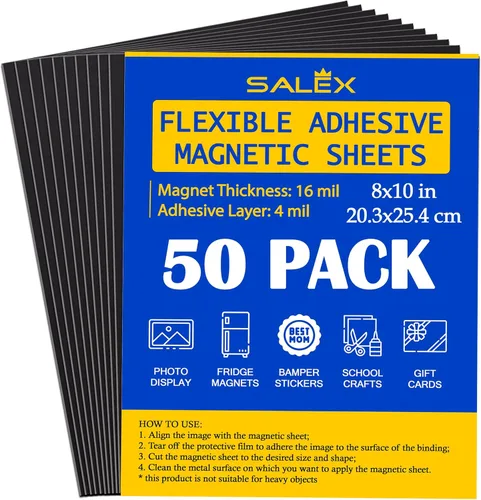 Miniatura 17 de Imanes para tarjetas de visita despegar y pegar de 2 x 3.5 pulgadas, 50 hojas magnéticas fuertes con respaldo adhesivo para hacer imanes flexibles