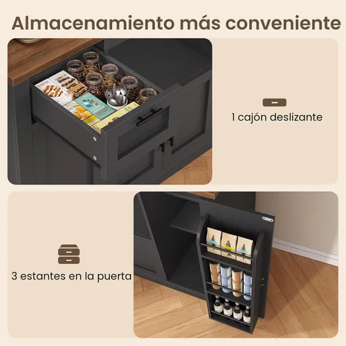 Miniatura 7 de Itaar Armario de despensa de 71 pulgadas con estación de carga y luz LED, armario de despensa de cocina con soporte para microondas, armarios