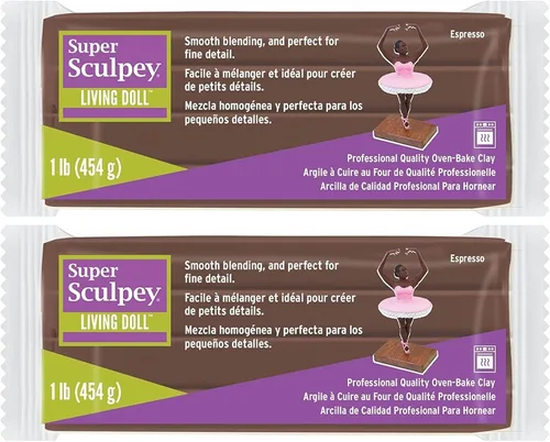 M02384x2 MOREZMORE Super Sculpey Living Doll Brown Espresso Horno Horno Hornear Arcilla Polimérica