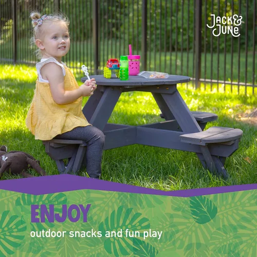 Miniatura 7 de Jack & June - Mesa circular de pícnic de cedro – 100% madera de cedro – resistente a la intemperie – perfecta para comer al aire libre