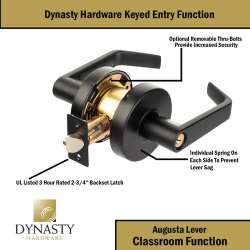 Miniatura 6 de Dynasty Hardware Cerradura de puerta de aula con llave, compatible con ADA, mango de bloqueo resistente de grado 2 para escuela, aula