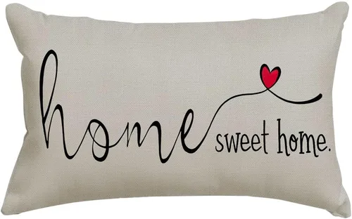 Miniatura 9 de RABUSOFA Home Sweet Home - Fundas de almohada con citas, 18 x 18 pulgadas, decoración de granja, corazón rojo, funda de cojín decorativa para sofá