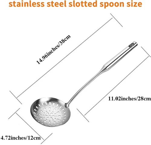Miniatura 6 de TBWHL Espumadera Cuchara Ranurada, Cucharas Ranuradas para Cocinar, Cuchara Ranurada de Acero Inoxidable 304 Resistente con Mango Ergonómico al
