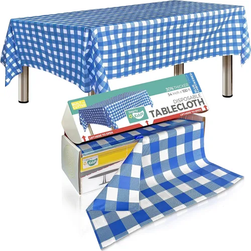 Miniatura 13 de Smarty Kiddo Rollo de mantel de plástico negro de 54 x 100 pies con caja de cortador integrada, mantel desechable para fiestas, pícnic, eventos