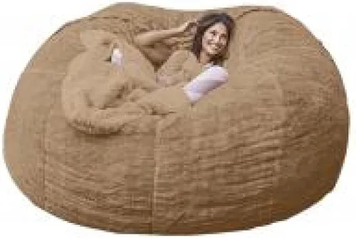 Miniatura 16 de DIOB Funda redonda para silla de puf, para adultos, adolescentes (relleno no incluido), silla de sofá gigante suave, cómoda silla de descanso