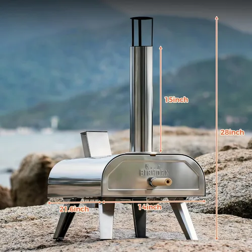 Miniatura 6 de BIG HORN OUTDOORS Horno de pizza de combustible dual de 12 pulgadas, eléctrico y pellet de madera, para interiores y exteriores, máquina de pizza