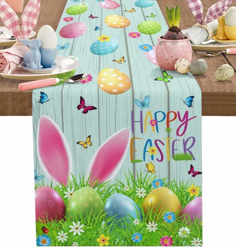 Miniatura 13 de Juego de 4 manteles individuales con diseño floral de conejo de Pascua, manteles individuales lavables para cocina, mesa de comedor, manteles
