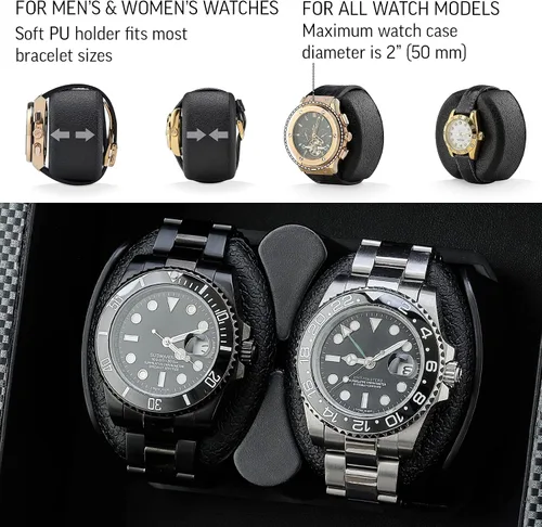 Miniatura 3 de Enrollador de reloj doble con luz LED, 15 modos de bobinado y opción automática de parada de motor
