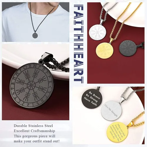 Miniatura 5 de FaithHeart Viking Thor's Hammer Talismán Collar para hombre, colgante de amuleto nórdico vintage de Mjolnir con cadena de trigo resistente, joyería