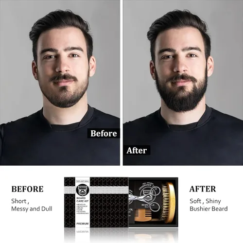 Miniatura 7 de MALE GOD Kit de cuidado y cuidado de barba para hombres, kit de crecimiento de barba con ingredientes naturales, aceite de barba, bálsamo, cepillo