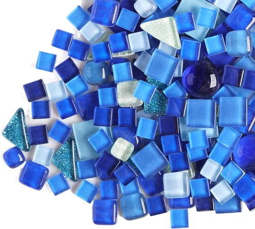 Miniatura 3 de Azulejos de mosaico de cristal irregulares de 1.1 libras, calcomanía de color de partícula pequeña, azulejos de vidrio de cristal, pasatiempos