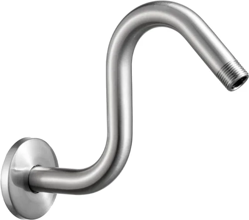 Miniatura 15 de OFFO Brazo de extensión de cabezal de ducha de 10 pulgadas, brazo de ducha en forma de S de níquel cepillado con brida, extensión de brazo de ducha