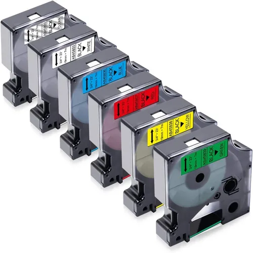 Absonic Paquete de 6 cintas de etiquetas compatibles con Dymo D1 de 3/4 pulgadas 45800 45803 45806 45807 45808 45809 0.748 in repuestos para