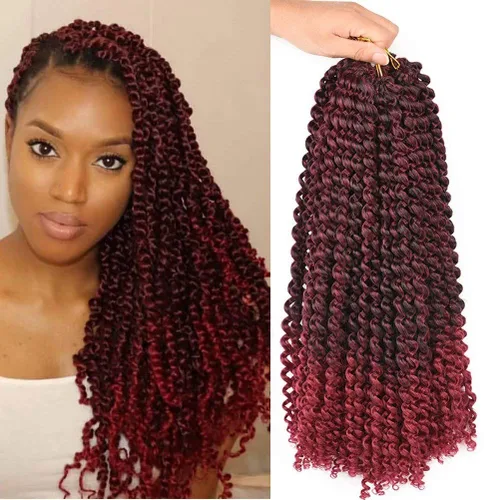 Miniatura 12 de Cabello de estilo Passion Twists de 14 pulgadas, cabello ondulado de ganchillo para mujeres negras, cabello rizado bohemio para trenzas de mariposa