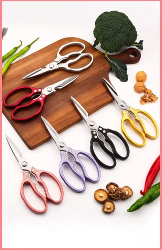Miniatura 5 de AWinjoy Tijeras de cocina afiladas resistentes, aptas para lavavajillas, tijeras de cocina para carne, pollo, pescado, aves, hierbas, pan (negro)