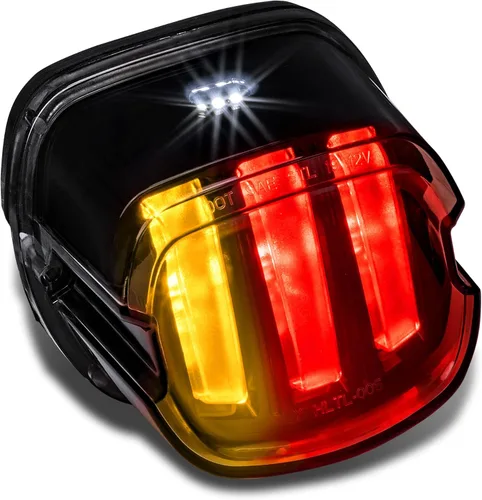 Miniatura 9 de Luz trasera LED TRUE MODS para Harley Davidson - Ensamblaje de lámpara de parada roja cuadrada con diseño de garra y licencia en la parte superior