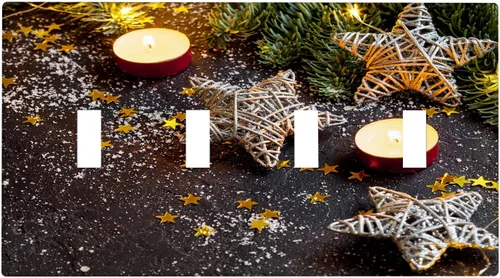Miniatura 68 de Cubierta de interruptor de luz dúplex de 1 banda, cubierta decorativa de Navidad con copos de nieve rojos, placa frontal decorativa para cocina