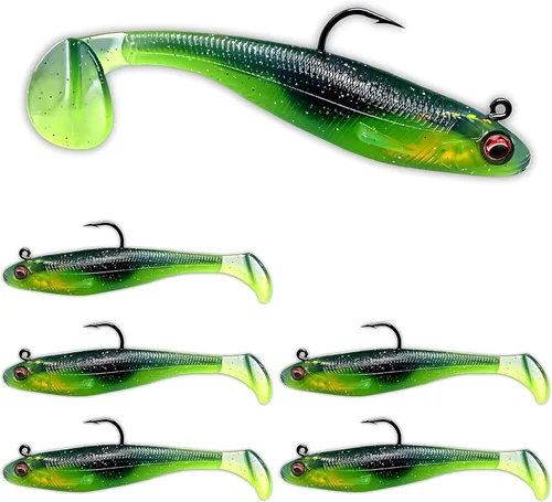Miniatura 13 de USA Bass Tackle Patriot Shad - Swimbaits de Cola de Paleta con Aroma Infundido, Señuelos de Pesca Pre-Aparejados, Carnada Premium con Anzuelo Owner
