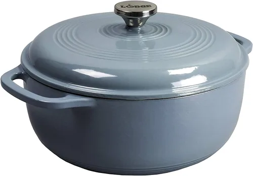 Lodge - Horno holandés de hierro fundido esmaltado de 7.5 cuartos de galón con tapa – Asas duales – Apto para horno hasta 500° F o en estufa - Úselo