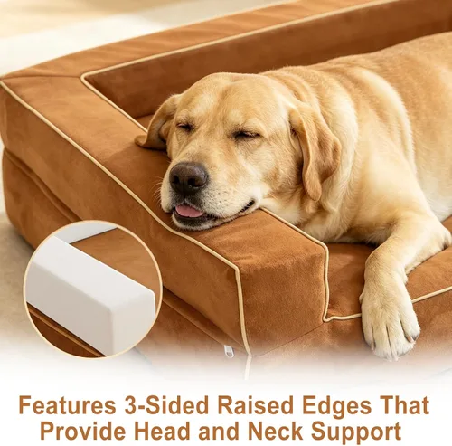 Miniatura 4 de Cama ortopédica grande para perros – Cama para mascotas de espuma viscoelástica sólida de 5 pulgadas para alivio de la artritis y displasia de Mocca