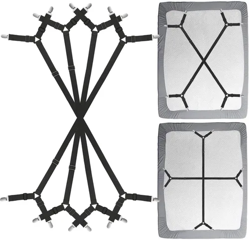 Pinzas para sábana de cama - 2 formas ajustables, correas de esquina para sábanas entrecruzadas, banda elástica de sujeción, correas para colchón,
