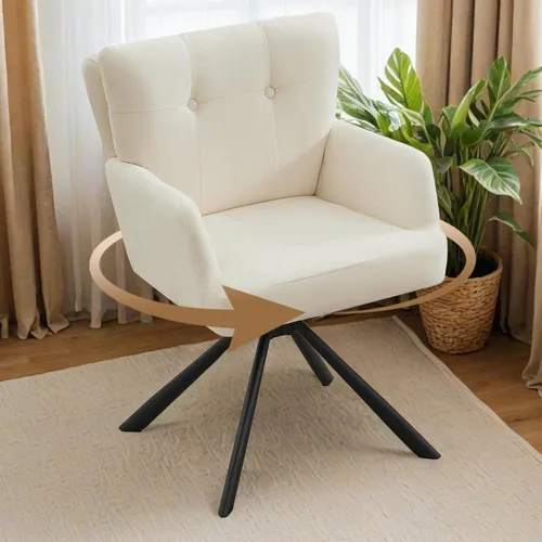 Miniatura 15 de WUTUTUEE Juego de 2 sillas de comedor de tela, modernas, tapizadas, giratorias, cómodas sillas de comedor con respaldo medio, sillón de escritorio