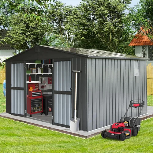 Miniatura 15 de Domi - Cobertizo de almacenamiento de 5 x 3 pies, cobertizos de metal y espacio libre con puerta con doble cerradura, cobertizo pequeño para jardín