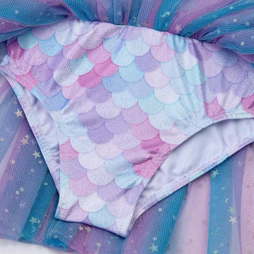 Miniatura 140 de EQSJIU Leotardo de baile de manga larga para niñas, vestido de ballet brillante con copo de nieve, tutú con falda tutú para niñas
