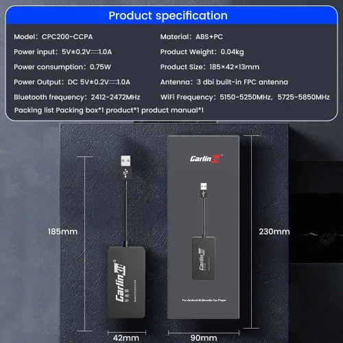 Miniatura 7 de CarlinKit Adaptador inalámbrico de coche CarPlay para radio de coche Android, Android Auto inalámbrico y Apple CarPlay 2 en 1, bajo consumo