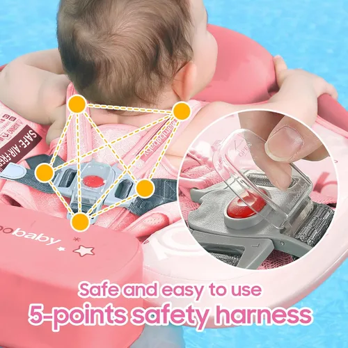 Miniatura 6 de Mambobaby - Flotador de piscina para bebé no inflable con cola y toldo, protección solar UPF 50+, sin volteo, flotador de natación para bebé