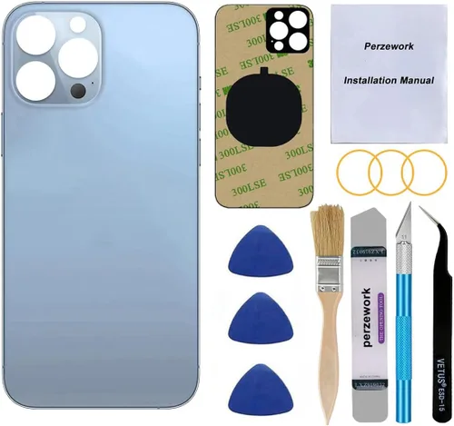 Miniatura 11 de Reemplazo de cristal trasero OEM (dorado) compatible con iPhone 13 Pro Max de 6.7 pulgadas, todos los portadores con adhesivo preinstalado y kits