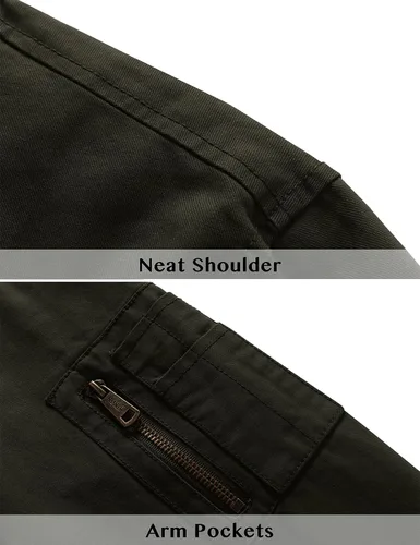 Miniatura 5 de WenVen Chaqueta bomber de algodón ligero para hombre, rompevientos militar casual