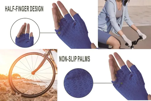 Miniatura 5 de Guantes sin dedos SPF para hombre y mujer, guantes de conducción unisex con protección solar UPF 50+ con gel de silicona