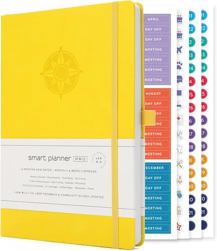 Miniatura 25 de Smart Planner Pro - Planificador diario sin fecha - Agenda grande A4 - Logre objetivos y aumente la productividad con secciones semanales