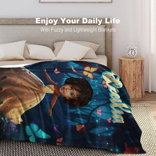 Miniatura 2 de Manta personalizada de felpa para niña afroamericana con foto y nombre, manta afro negra personalizada para niños y niñas, manta de bebé africana