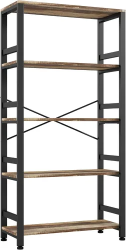 Miniatura 8 de IRONCK Estanterías y librerías, estante de 80cm de ancho, estantería de escalera de 5 niveles, 50kg/estante, estilo industrial vintage, estantería